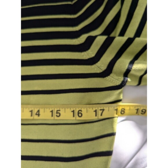 Carlisle Silk Blend Sweater Vtg Womens Sz M Vintage 80’s Lime Green Black Stripe - Picture 10 of 11